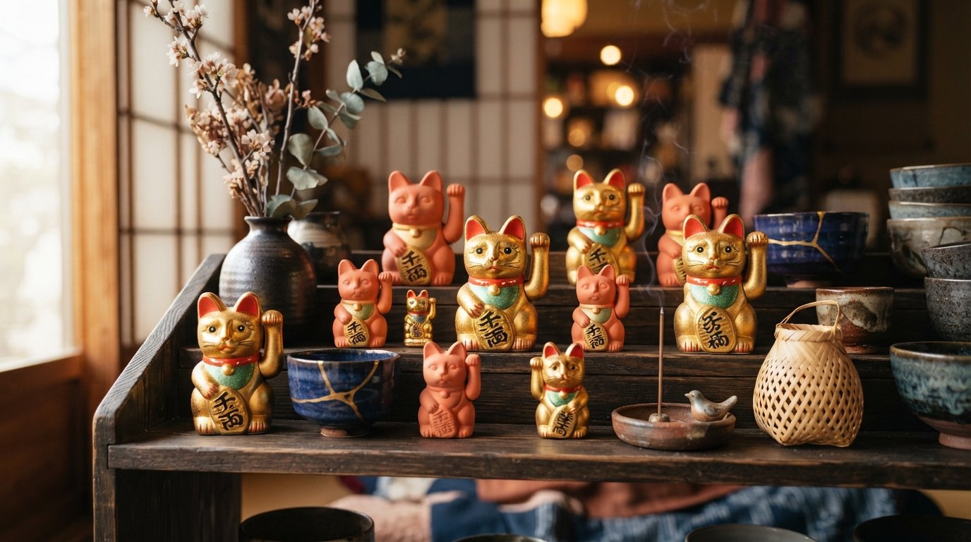 Gelukskat Japanse Manekineko spaarpot van keramiek